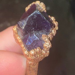 Artist Made, Curiosity, Large, Statement,
 Amethyst Ring with Copper Base